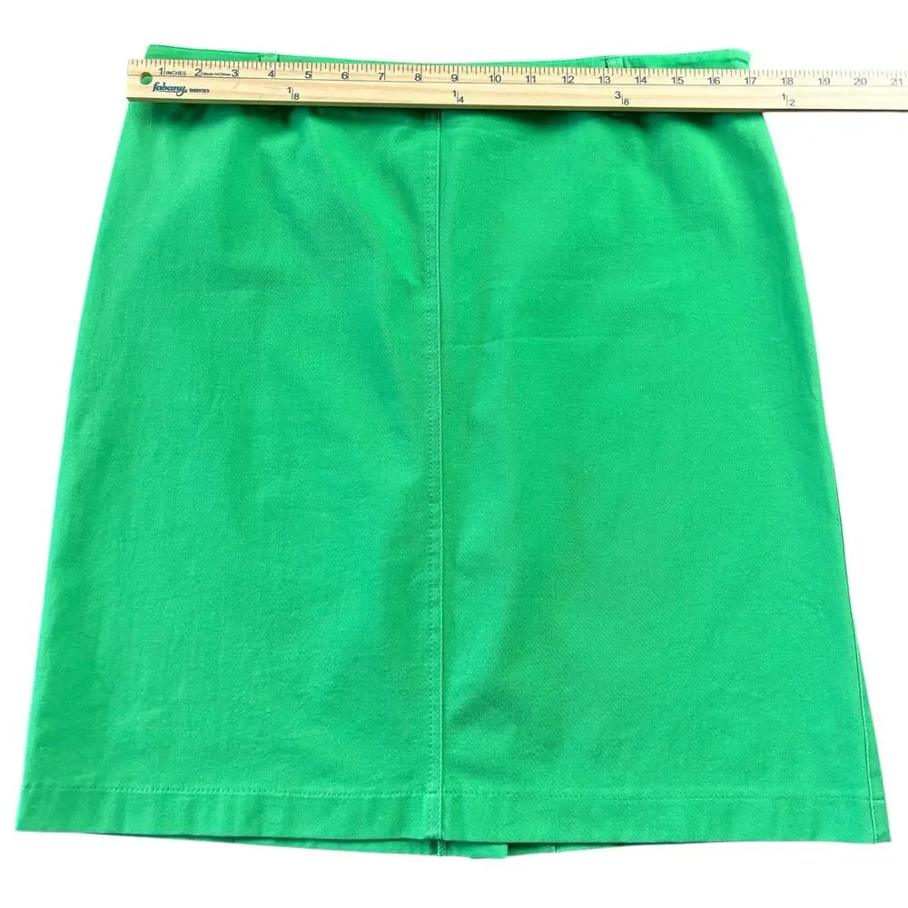 Adrienne Vittadini Classico Skirt Size 10 Kelly Green A Line Side Zip Back Slit
